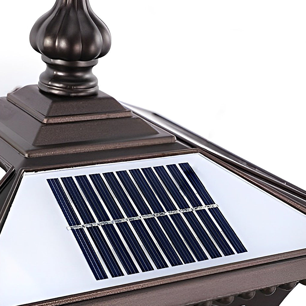 Retro Striped Glass Solar Powered Outdoor Wall Light Waterproof Black LED Exterior Sconce