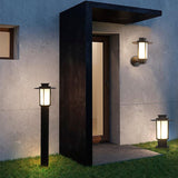 Retro Top Hat Shape LED Outdoor Wall Light Waterproof Black Aluminum Exterior Lantern Sconce