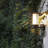 Retro Top Hat Shape LED Outdoor Wall Light Waterproof Black Aluminum Exterior Lantern Sconce