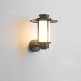 Retro Top Hat Shape LED Outdoor Wall Light Waterproof Black Aluminum Exterior Lantern Sconce