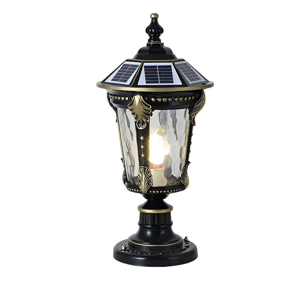 Retro Waterproof Aluminum Solar Fence Post Cap Light Hardwired Dual Use Outdoor Lantern with Remote Control