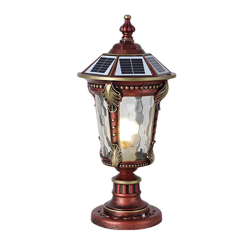 Retro Waterproof Aluminum Solar Fence Post Cap Light Hardwired Dual Use Outdoor Lantern with Remote Control