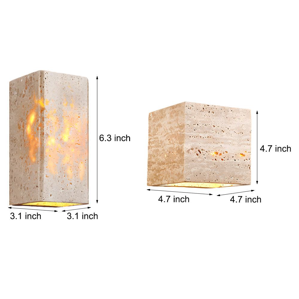 Retro Yellow Travertine LED Wall Sconce Waterproof Outdoor Wall Light in Wabi Sabi Style