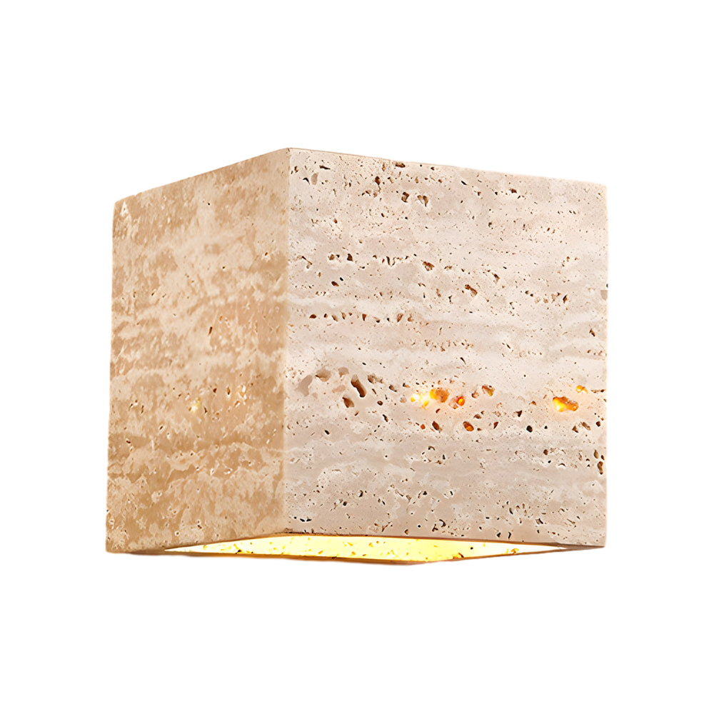 Retro Yellow Travertine LED Wall Sconce Waterproof Outdoor Wall Light in Wabi Sabi Style