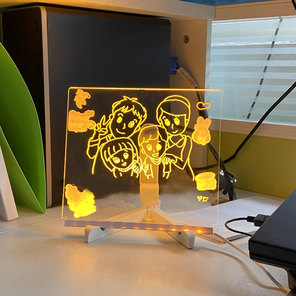 Rewritable LED Acrylic Message Board Table Lamp with Warm White Lighting and Tripod Holder
