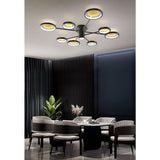 Geometric Multi Circle LED Flush Mount Ceiling Light Modern Black Industrial Chandelier Lighting