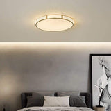 Modern Nordic Copper LED Flush Mount Ceiling Light with Geometric Acrylic Shade