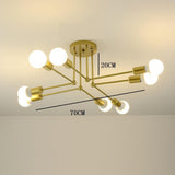Modern 8 Light Linear Gold Flush Mount Metal Ceiling Light for Contemporary Home Decor