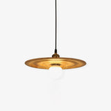Ripplewood Glass Dome Pendant Lighting with Walnut Wood Accents and Brass Details