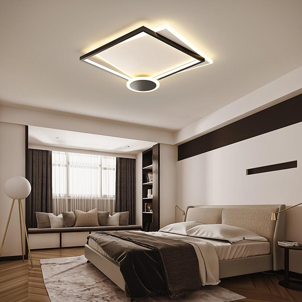 Minimalist Geometric Offset Metal LED Ceiling Light Flush Mount Fixture for Bedrooms
