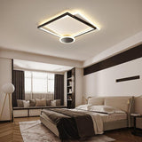 Minimalist Geometric Offset Metal LED Ceiling Light Flush Mount Fixture for Bedrooms