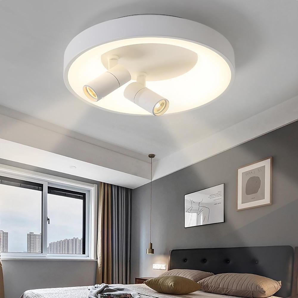 Modern Round LED Flush Mount Ceiling Light White Black Finish for Bedroom and Living Room