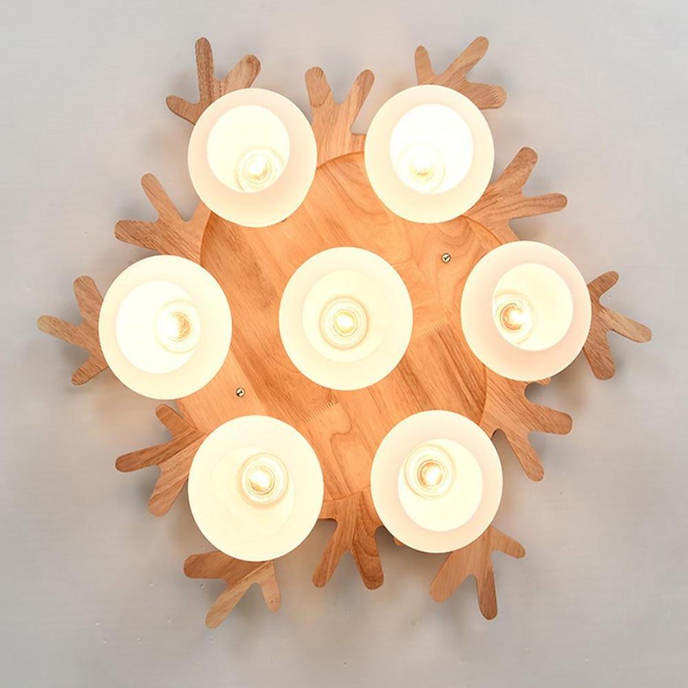 Modern Bamboo Globe Cluster Flush Mount Ceiling Light for Bedroom Living Room 3 5 7 Light