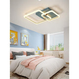 Modern Geometric Square LED Ceiling Light Dimmable Flush Mount Fixture for Bedroom and Living Room