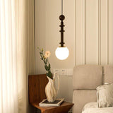 Roman Column Walnut Wood and Glass Small Pendant Light for Modern Interior Decor