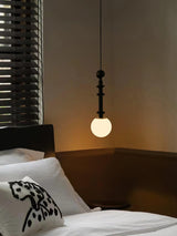 Roman Column Walnut Wood and Glass Small Pendant Light for Modern Interior Decor