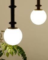Roman Column Walnut Wood and Glass Small Pendant Light for Modern Interior Decor