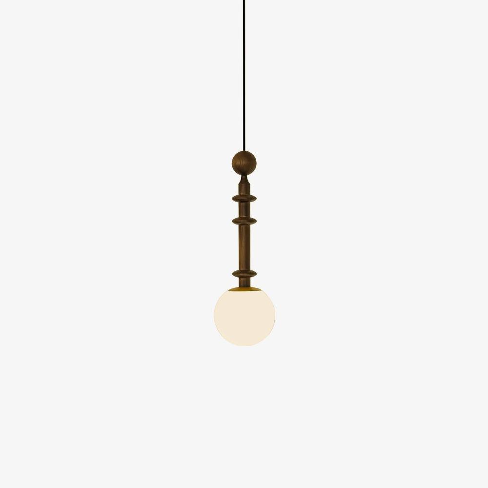 Roman Column Walnut Wood and Glass Small Pendant Light for Modern Interior Decor