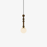 Roman Column Walnut Wood and Glass Small Pendant Light for Modern Interior Decor