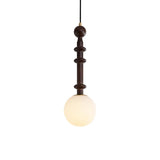 Roman Column Walnut Wood and Glass Small Pendant Light for Modern Interior Decor