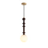 Roman Column Walnut Wood and Glass Small Pendant Light for Modern Interior Decor