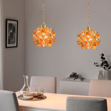 Romantic Glass Gardenia Petal LED Pendant Light French Style Floral Hanging Ceiling Lamp