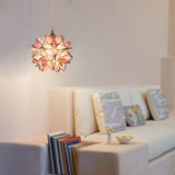 Romantic Glass Gardenia Petal LED Pendant Light French Style Floral Hanging Ceiling Lamp
