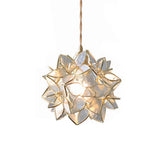 Romantic Glass Gardenia Petal LED Pendant Light French Style Floral Hanging Ceiling Lamp