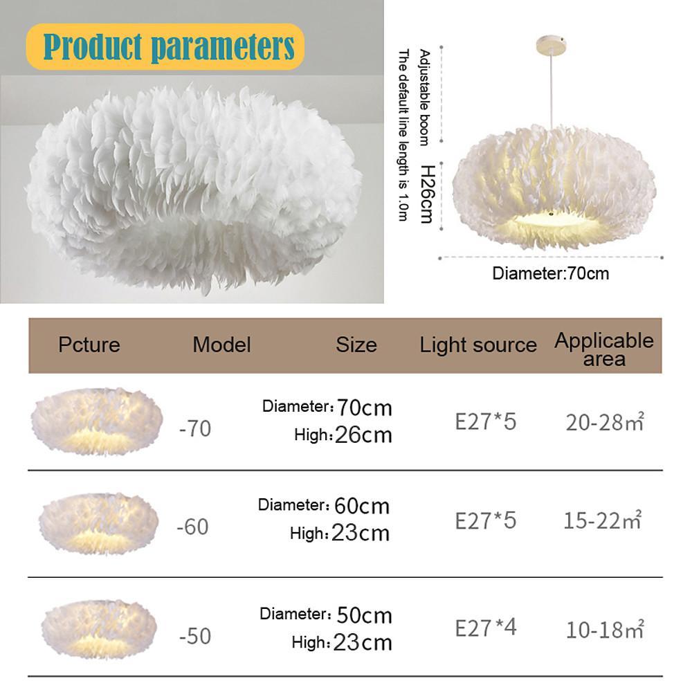 Romantic Nordic Feather Pendant Light Artistic Fairy Tale Theme Ceiling Chandelier