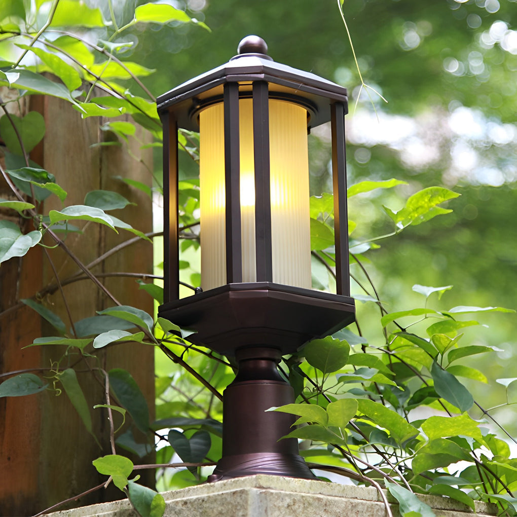 Rose Gold Waterproof Outdoor Pillar Lamp Aluminum Post Light for Garden Fence and Deck