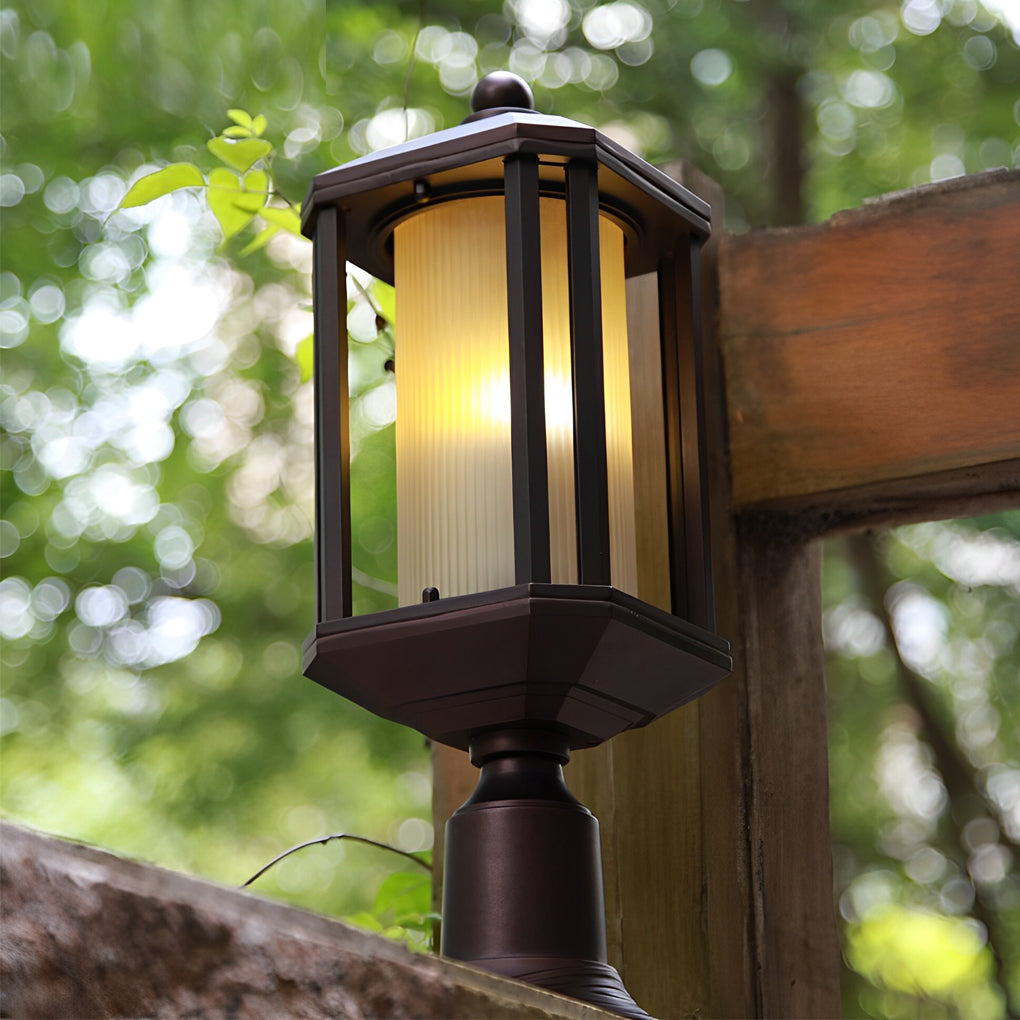 Rose Gold Waterproof Outdoor Pillar Lamp Aluminum Post Light for Garden Fence and Deck