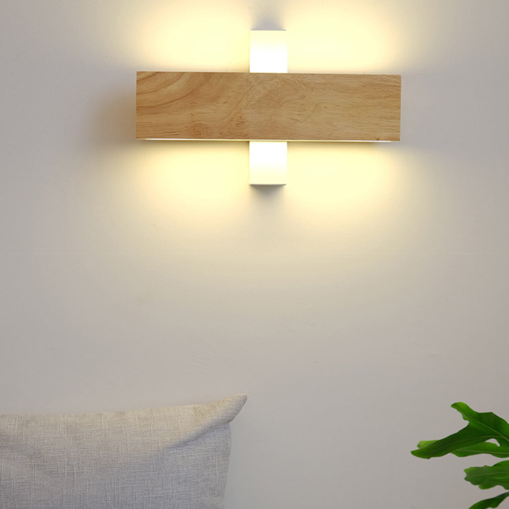 Rotatable Wood LED Wall Sconce Modern Minimalist Rectangular Lighting Fixture