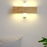 Rotatable Wood LED Wall Sconce Modern Minimalist Rectangular Lighting Fixture