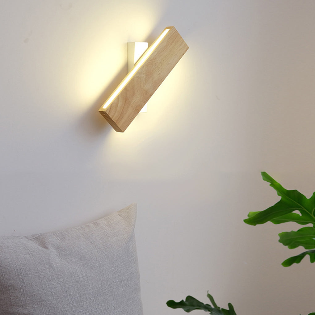 Rotatable Wood LED Wall Sconce Modern Minimalist Rectangular Lighting Fixture