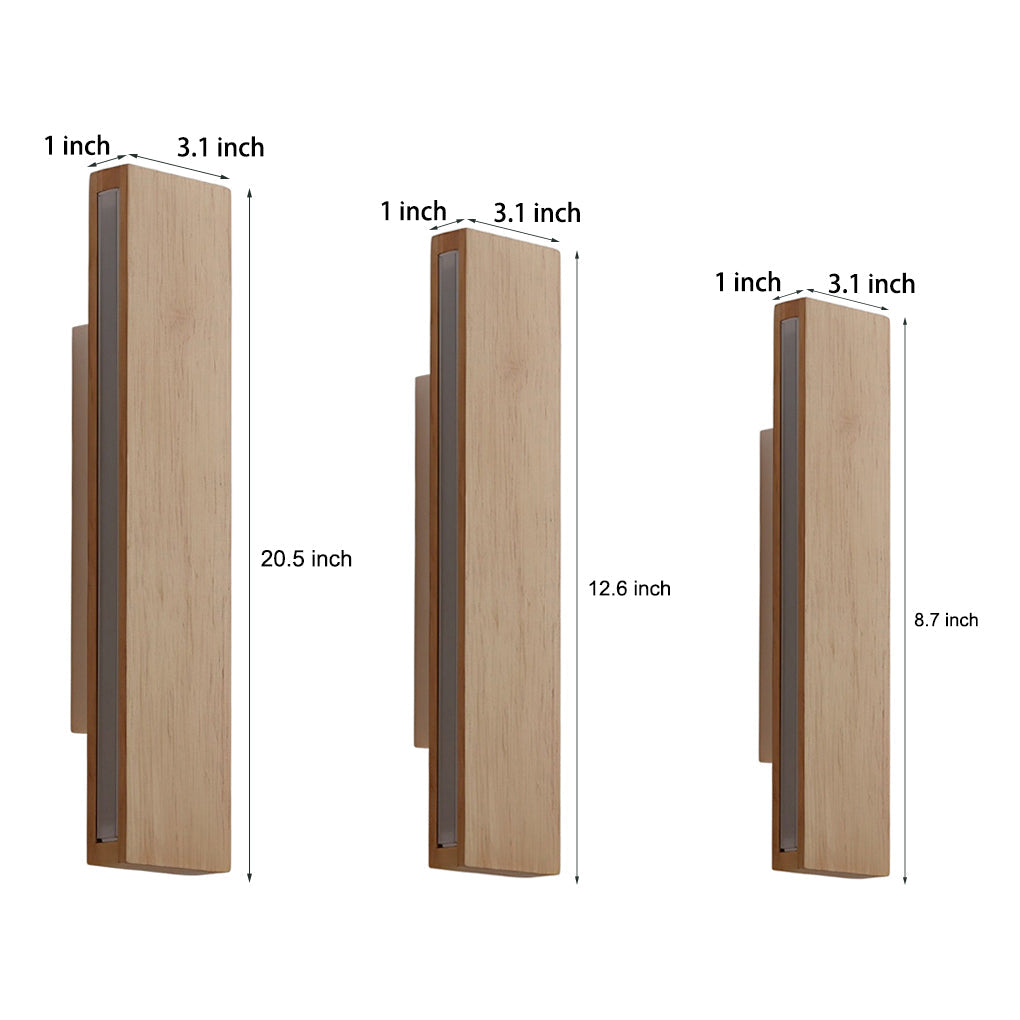 Rotatable Wood LED Wall Sconce Modern Minimalist Rectangular Lighting Fixture