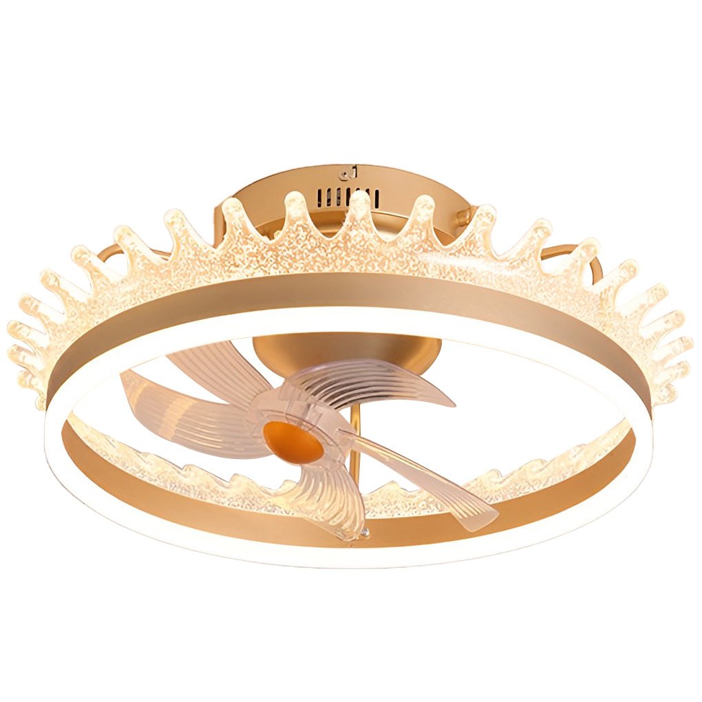 Modern 360 Degree Rotating Dimmable LED Ceiling Fan Light with Remote Control for Bedrooms and Living Rooms
