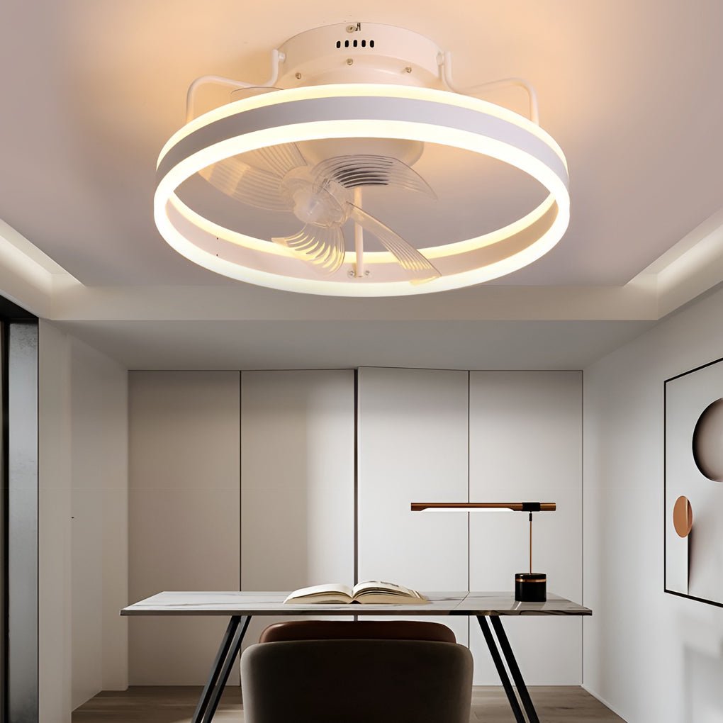 Modern 360 Degree Rotating Dimmable LED Ceiling Fan Light with Remote Control for Bedrooms and Living Rooms