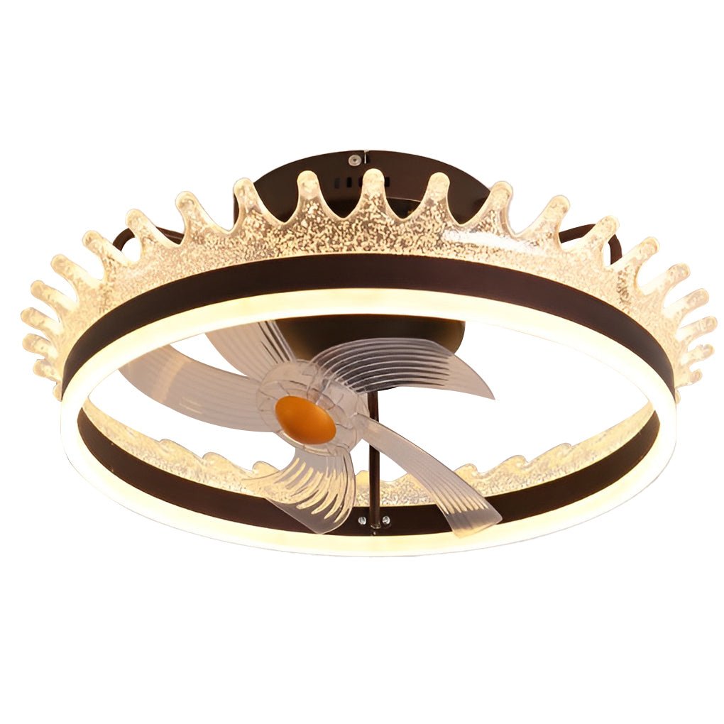 Modern 360 Degree Rotating Dimmable LED Ceiling Fan Light with Remote Control for Bedrooms and Living Rooms