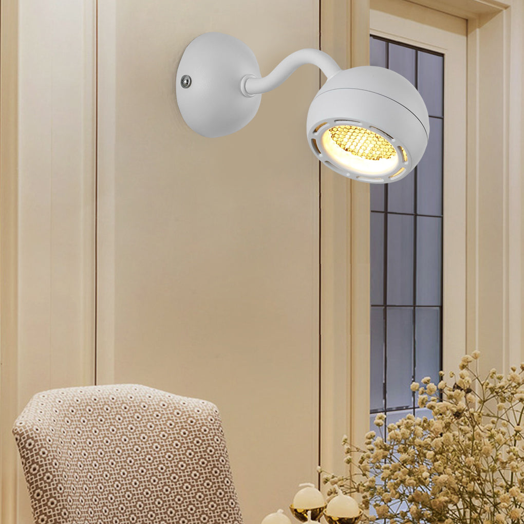 Round Adjustable LED Bedside Reading Wall Sconce Minimalist Iron Wall Mounted Light