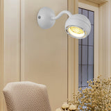 Round Adjustable LED Bedside Reading Wall Sconce Minimalist Iron Wall Mounted Light