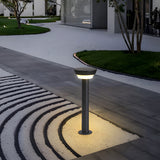 Round Black Solar LED Pathway Light Waterproof Outdoor Garden Bollard with Ground Stake for Landscape Lighting