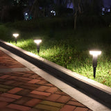 Round Black Solar LED Pathway Light Waterproof Outdoor Garden Bollard with Ground Stake for Landscape Lighting