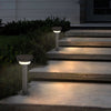 Round Black Solar LED Pathway Light Waterproof Outdoor Garden Bollard with Ground Stake for Landscape Lighting