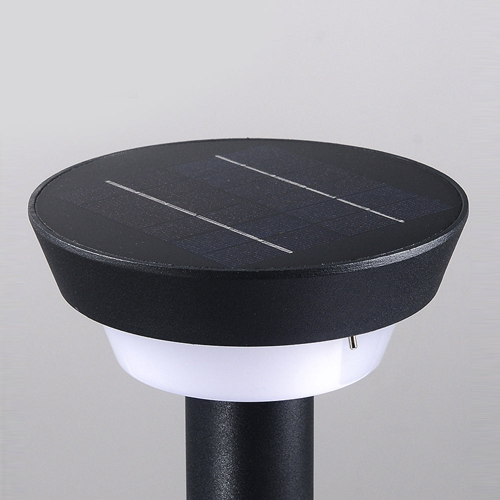 Round Black Solar LED Pathway Light Waterproof Outdoor Garden Bollard with Ground Stake for Landscape Lighting