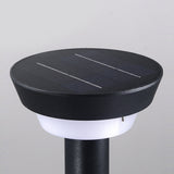 Round Black Solar LED Pathway Light Waterproof Outdoor Garden Bollard with Ground Stake for Landscape Lighting