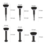 Round Black Solar LED Pathway Light Waterproof Outdoor Garden Bollard with Ground Stake for Landscape Lighting