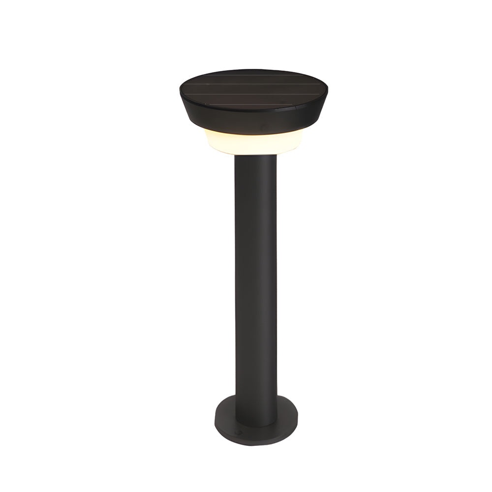 Round Black Solar LED Pathway Light Waterproof Outdoor Garden Bollard with Ground Stake for Landscape Lighting