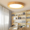 Modern Dimmable Wood LED Ceiling Light Round Flush Mount Fixture for Scandi Interior Decor