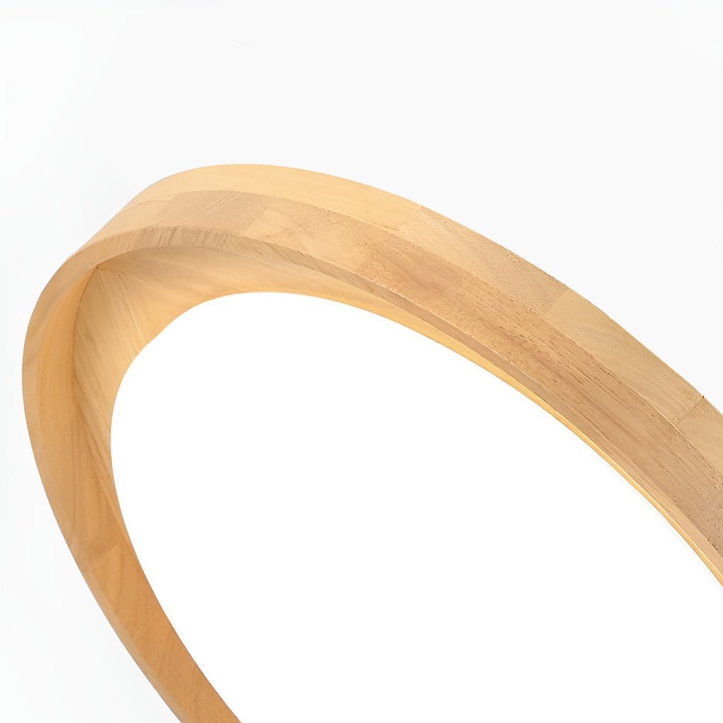 Modern Dimmable Wood LED Ceiling Light Round Flush Mount Fixture for Scandi Interior Decor