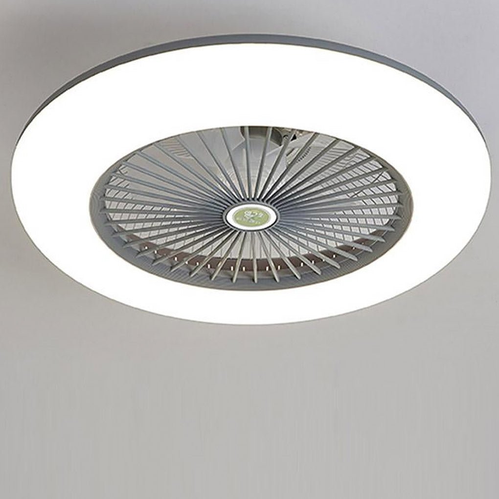 22 Inch Modern Low Profile Bladeless Ceiling Fan with LED Light and Remote Control 3 Speed